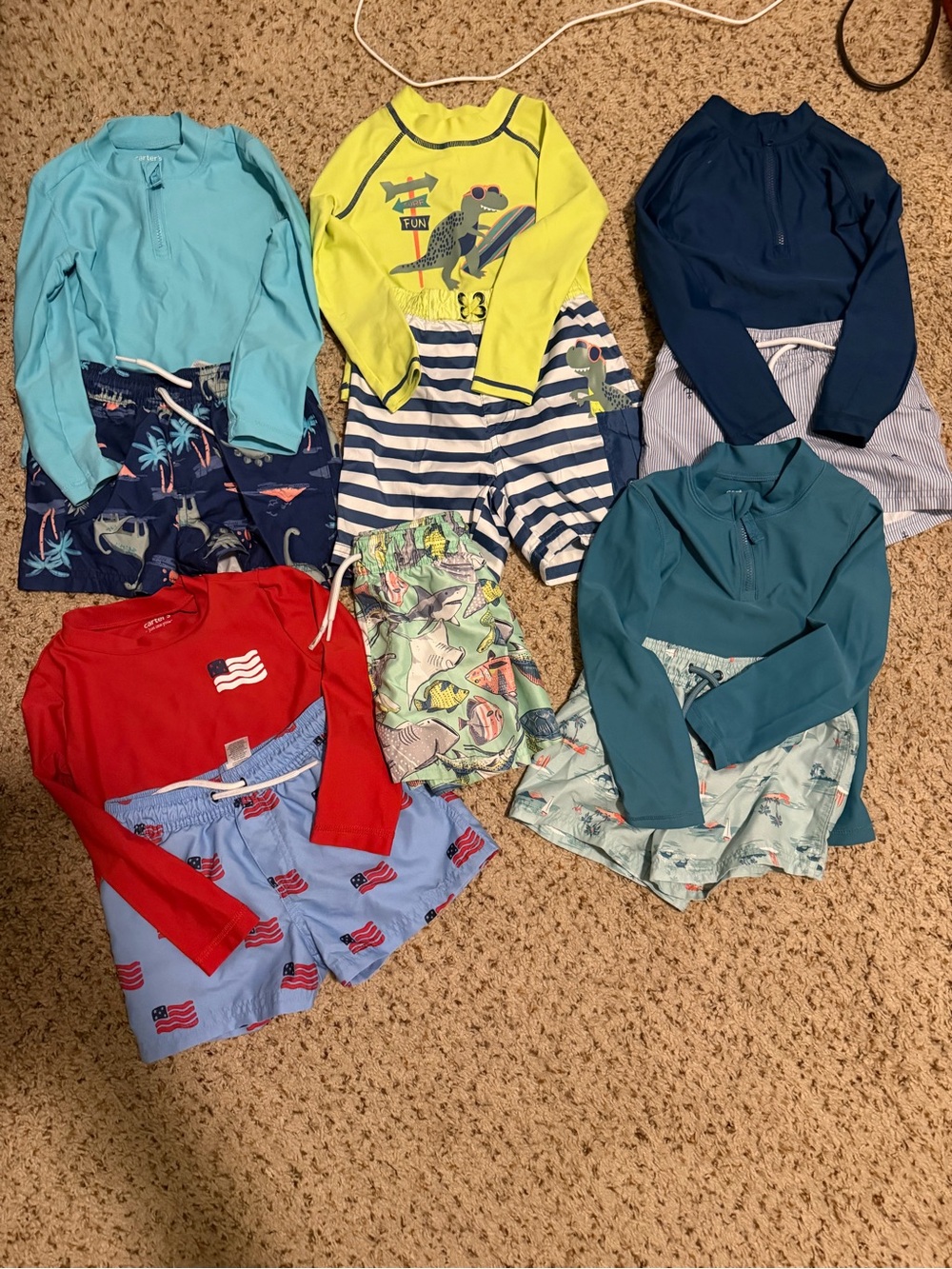 Carters toddler Long Sleeve Rash Guard and Swim Shorts Sets